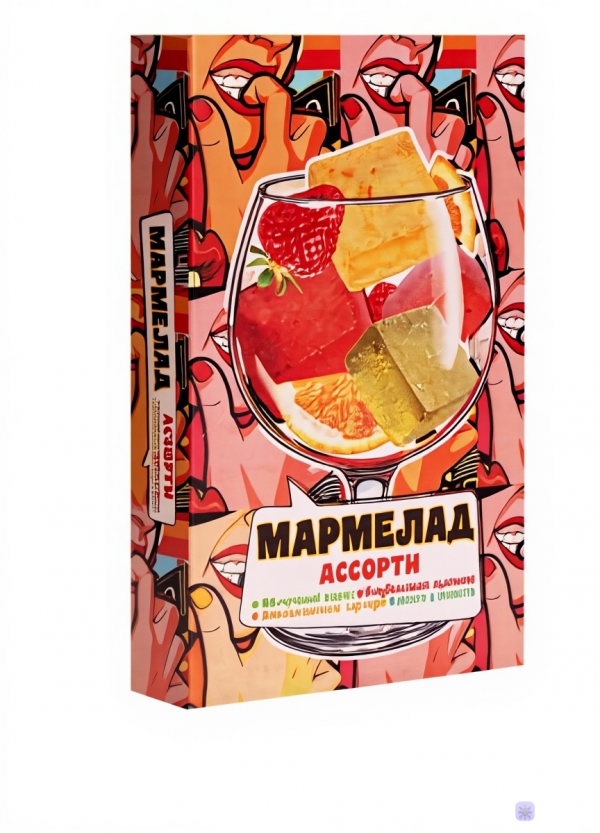 №2 Мармелад АлкоАссорти(яблочный виски, клубничный просекко, апельсиновый вермут, лайм текила) 110г в Клинцах